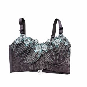NWT Poison Lingerie Poise Longline Lace Bustier Bra 34D Black Teal